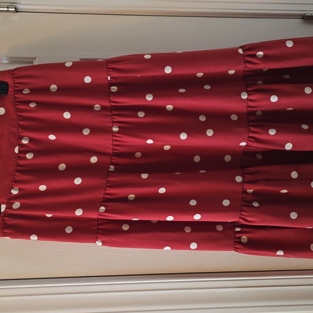 LC LAUREN CONRAD BRAND WOMEN'S PLUS LONG SIZE "RUST" POLKA-DOTS SKIRT SIZE 3X